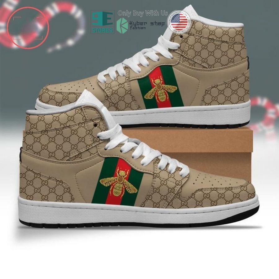 gucci bee khaki pattern air jordan high top shoes 1 60184
