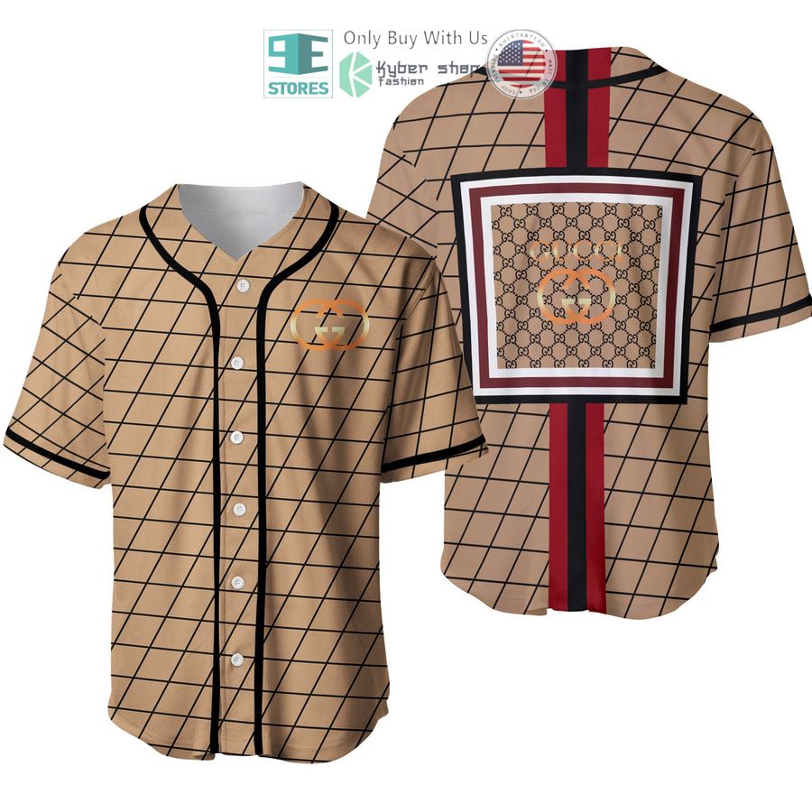 gucci brown checkered baseball jersey 1 95084