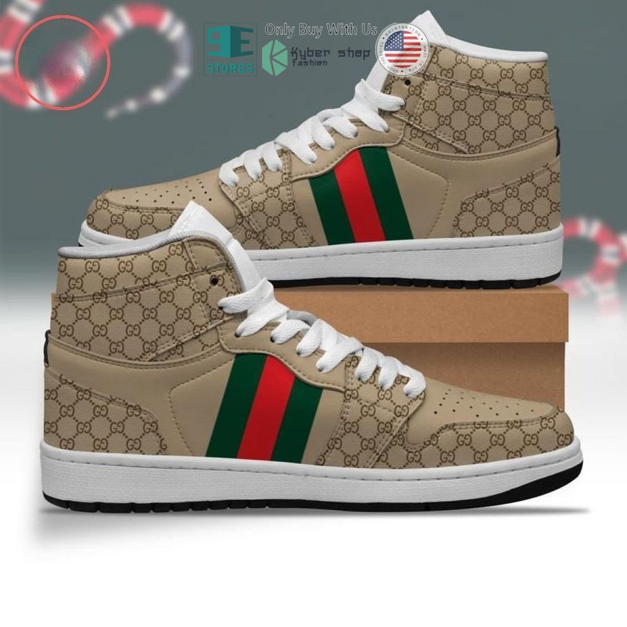 gucci khaki pattern air jordan high top shoes 1 67669
