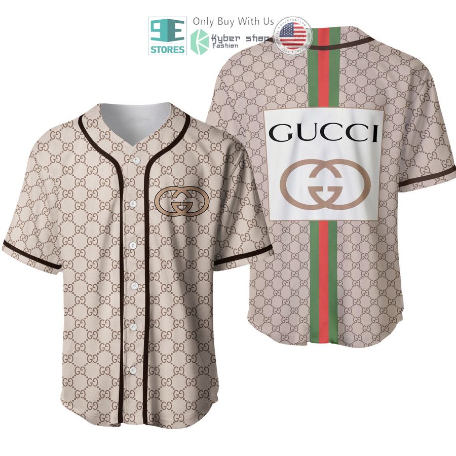 gucci khaki pattern baseball jersey 1 9131