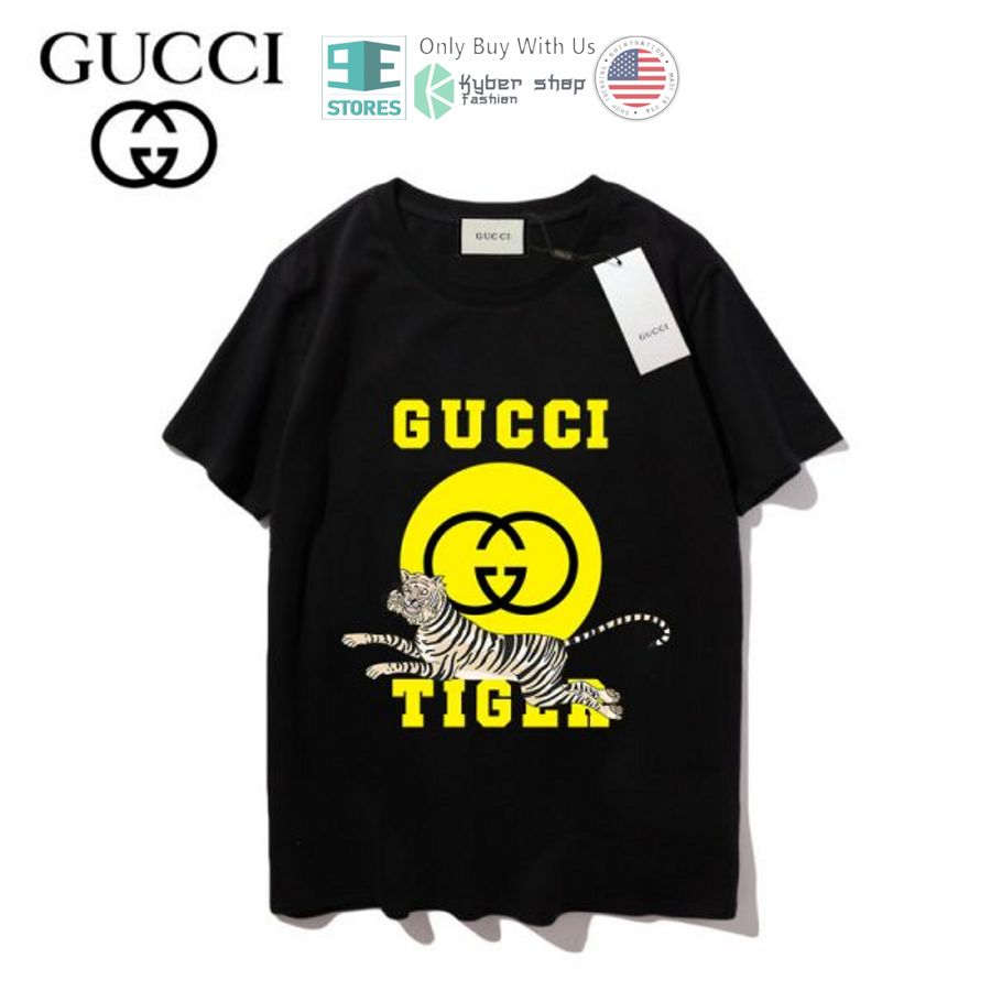 gucci logo tiger black yellow 3d t shirt 1 92985