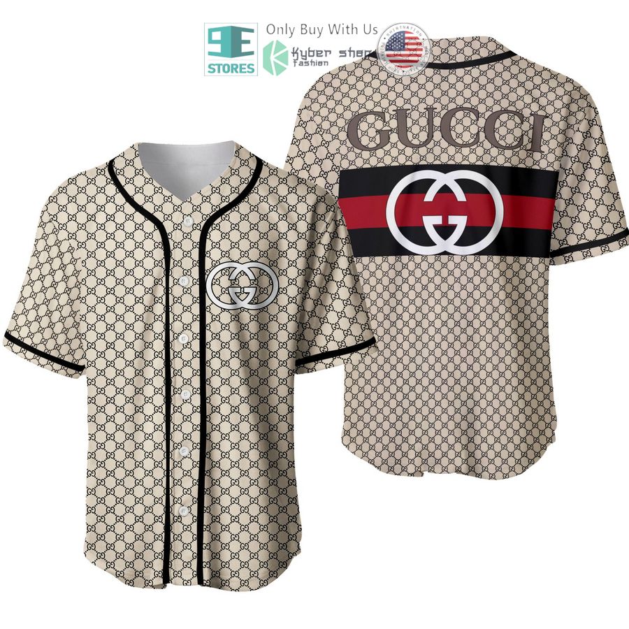 gucci luxury brand logo khaki baseball jersey 1 5723