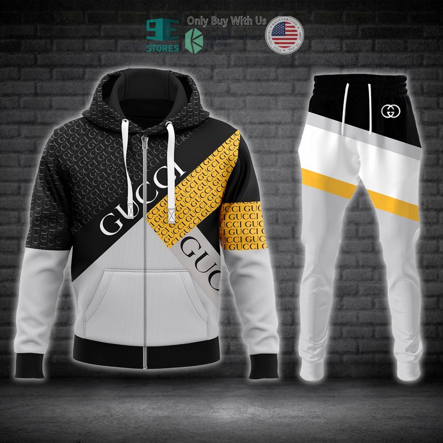 gucci yellow black white zip hoodie long pants 1 61033