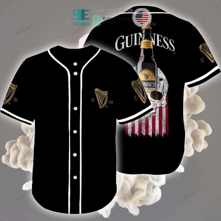 guinness skull united states flag black baseball jersey 1 95951