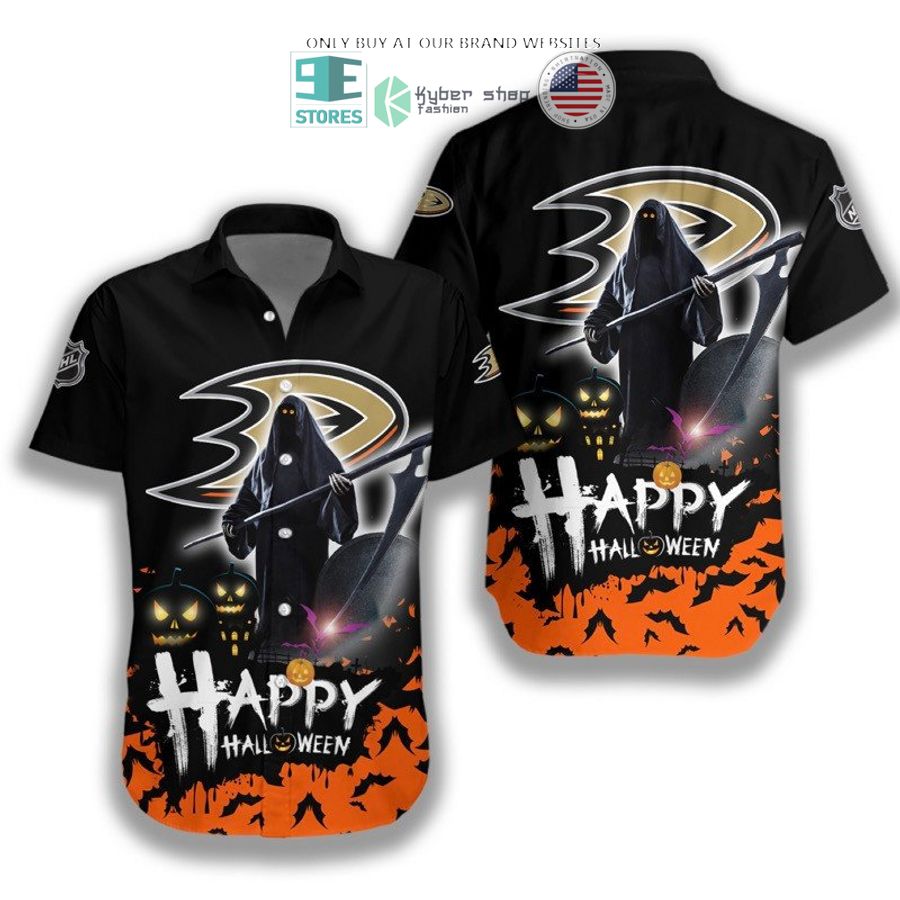 happy halloween grim reaper anaheim ducks hawiian shirt 1 70975