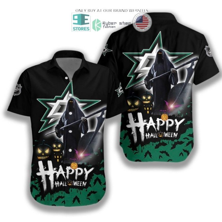 happy halloween grim reaper dallas stars hawaiian shirt 1 33842