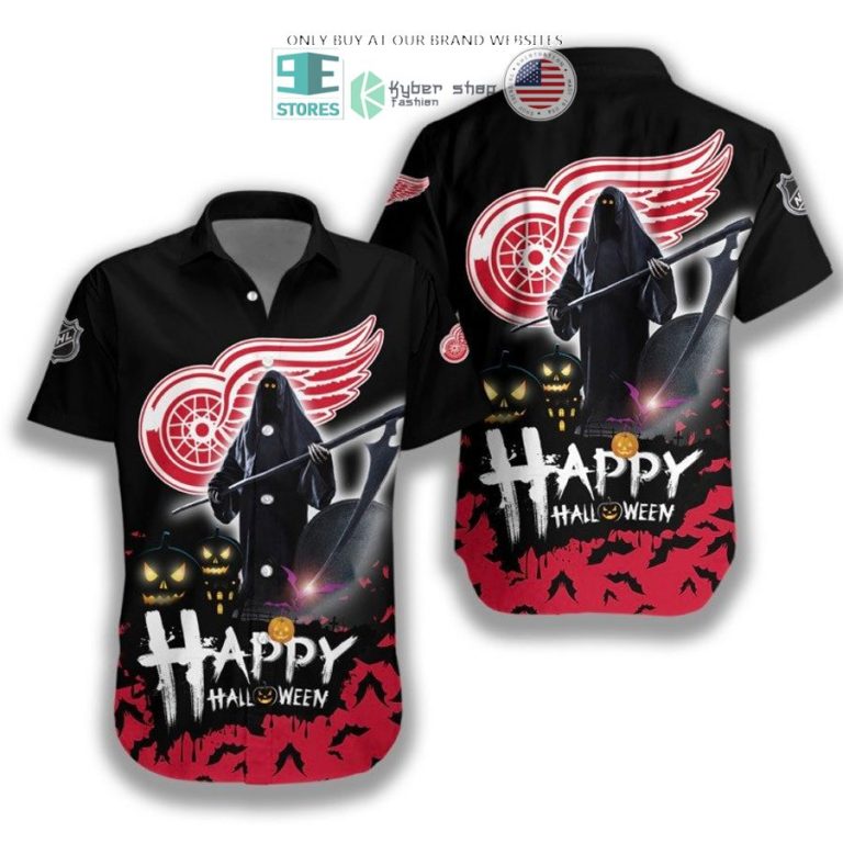 happy halloween grim reaper detroit red wings hawaiian shirt 1 27165