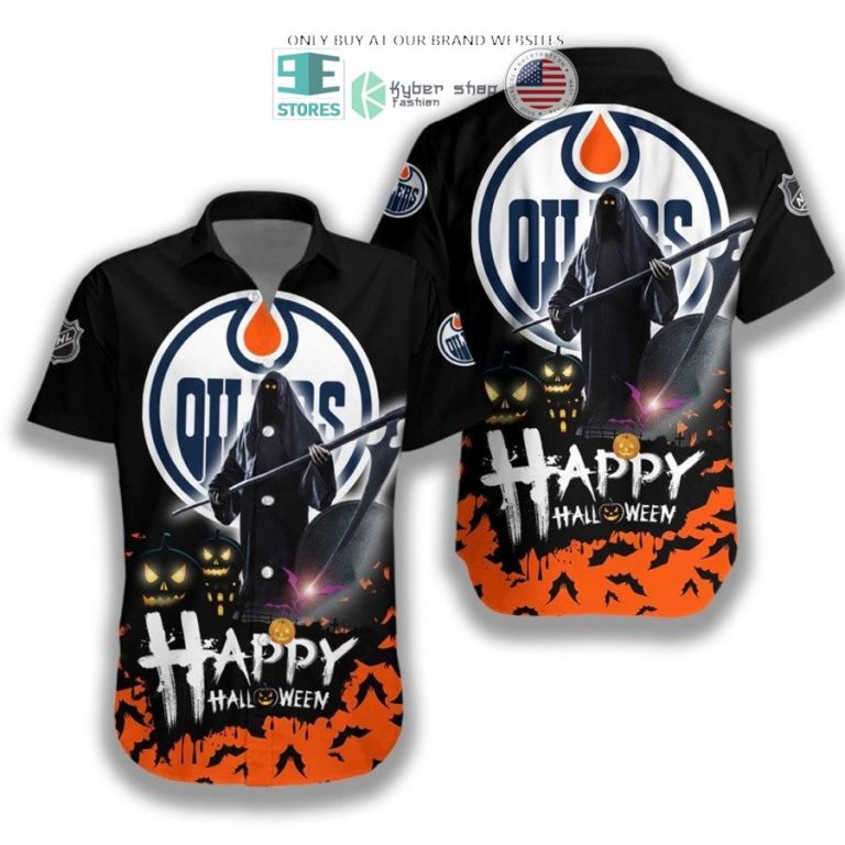 happy halloween grim reaper edmonton oilers hawaiian shirt 1 17830