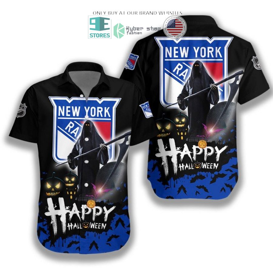 happy halloween grim reaper new york rangers hawaiian shirt 1 85084