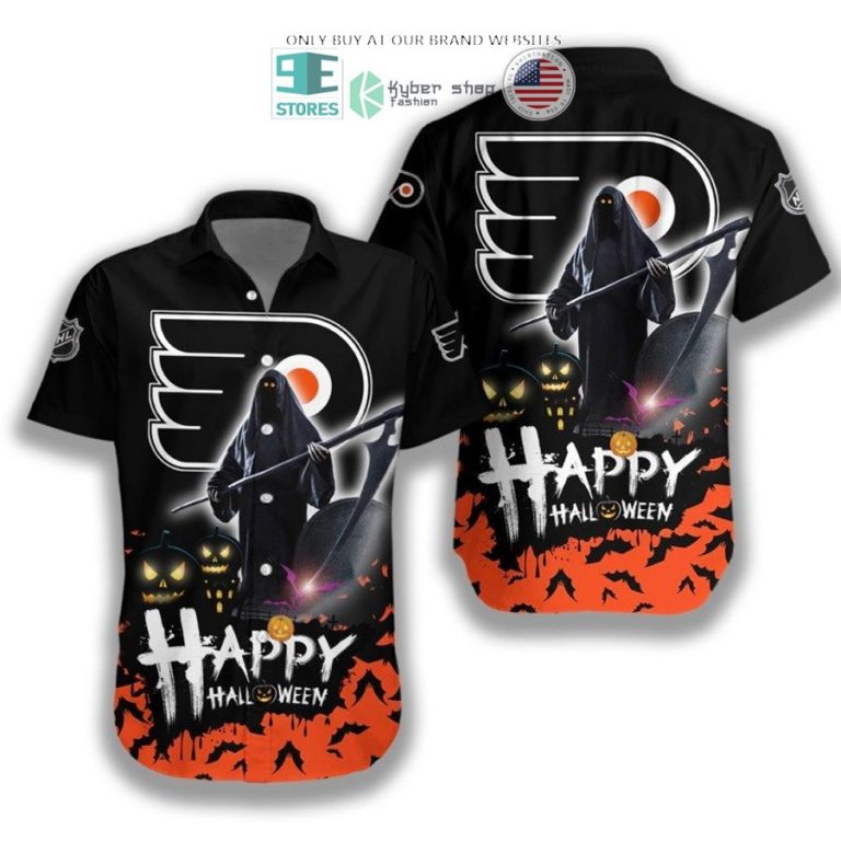 happy halloween grim reaper philadelphia flyers hawaiian shirt 1 4502