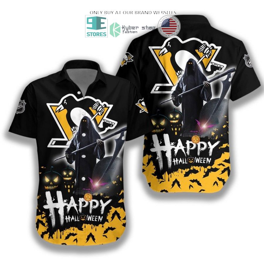 happy halloween grim reaper pittsburgh penguins hawaiian shirt 1 69590