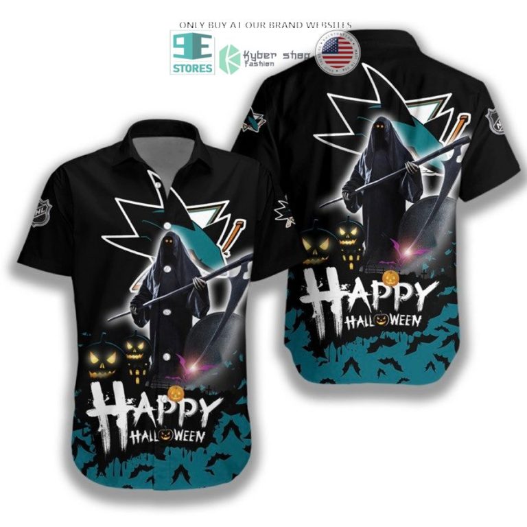 happy halloween grim reaper san jose sharks hawaiian shirt 1 47245