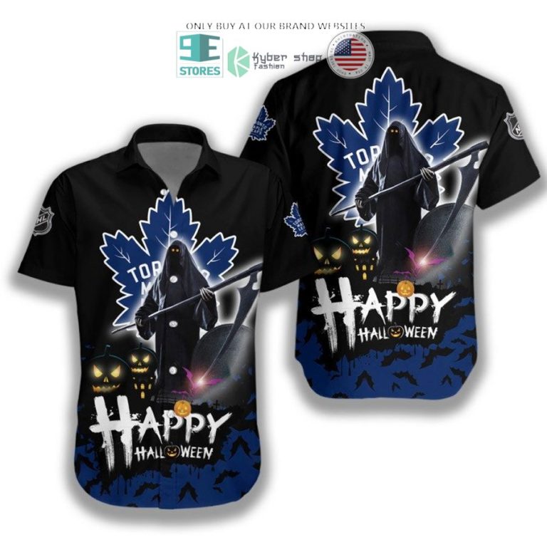 happy halloween grim reaper toronto maple leafs hawaiian shirt 1 13269