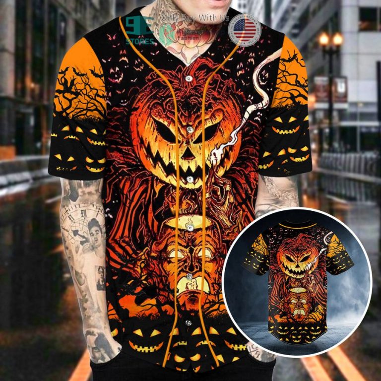 happy halloween pumpkin skull baseball jersey 2 35596