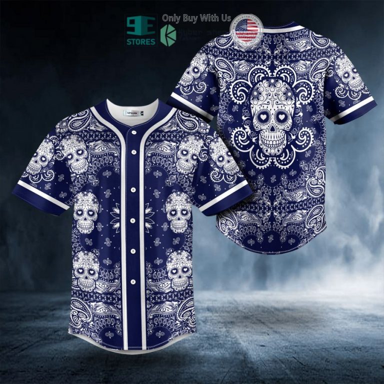 heart shaped eyes pattern of sugar skull baseball jersey 3 76811