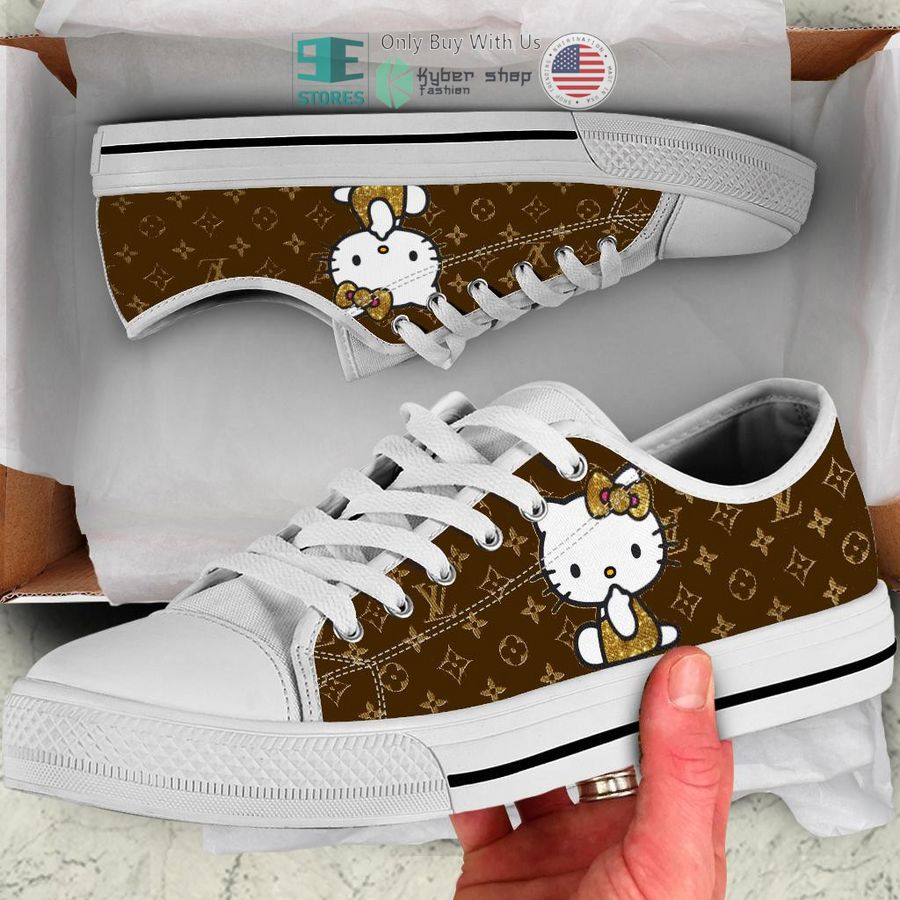 hello kitty louis vuitton luxury brand brown canvas low top shoes 1 85428