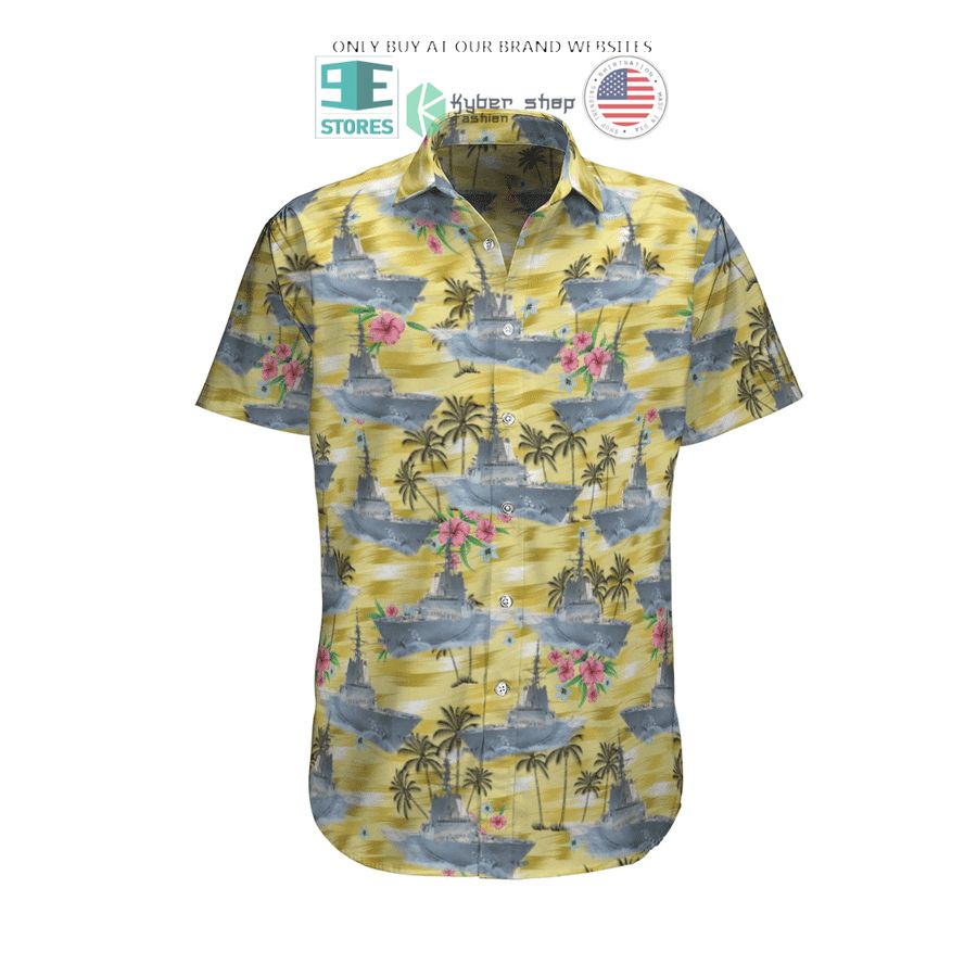 hmas hobart ddg 39 royal australian navy yellow hawaiian shirt shorts 1 91916