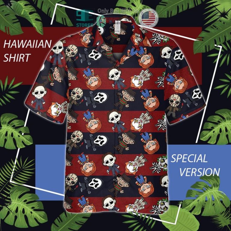 horror characters chibi red blue hawaiian shirt 1 27052