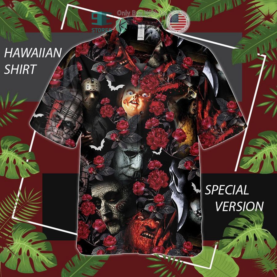 horror characters rose hawaiian shirt 1 9939