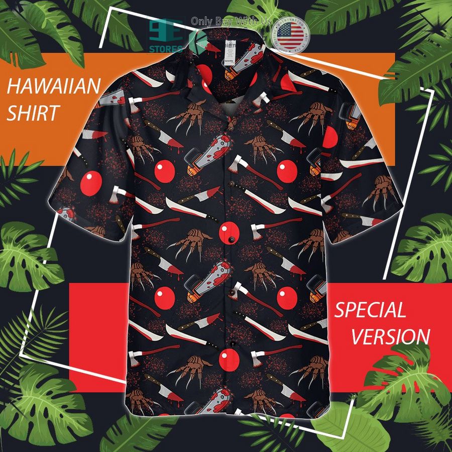 horror characters weapon pattern hawaiian shirt 1 53010