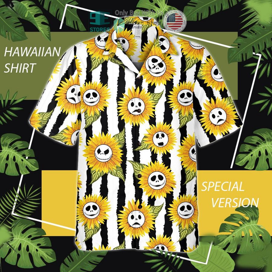 jack skellington face sunflower hawaiian shirt 1 57901