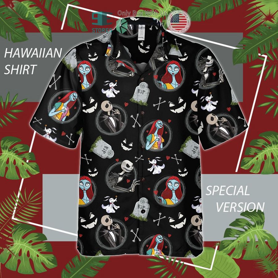 jack skellington sally black hawaiian shirt 1 62269