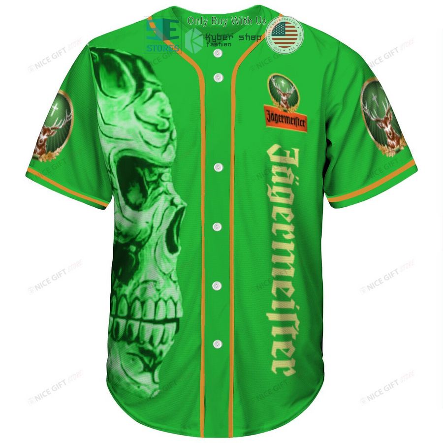 jagermeister logo skull green baseball jersey 2 92197