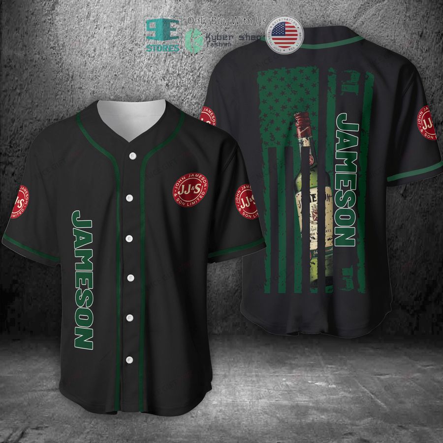 jameson irish whiskey united states flag black green baseball jersey 1 75498