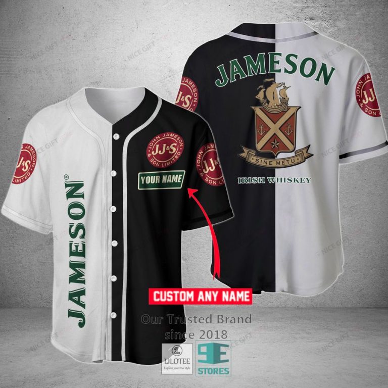 jameson irish whiskey your name black white baseball jersey 1 55694