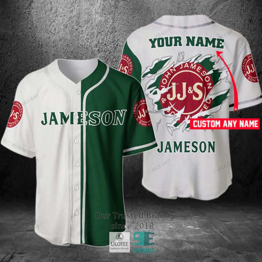 jameson irish whiskey your name green white baseball jersey 1 18824
