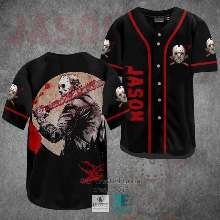 jason voorhees blood horror movie baseball jersey 1 77079