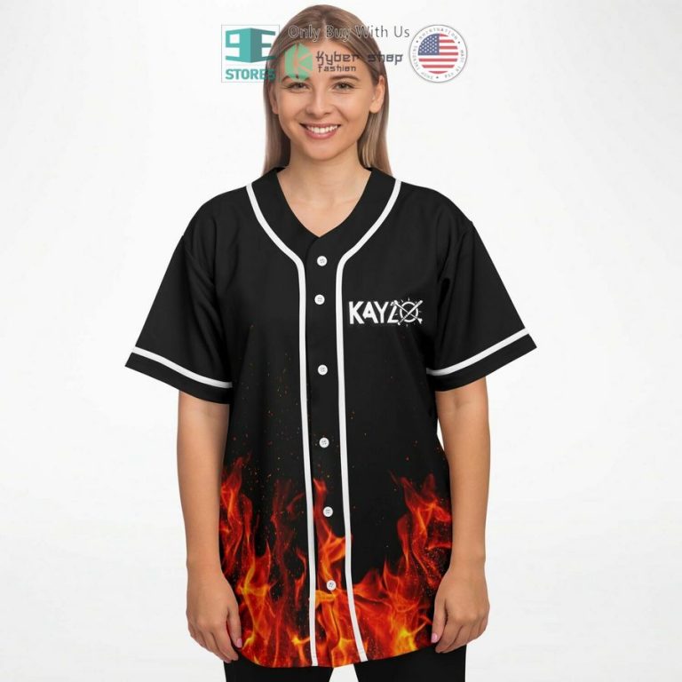 kayzo burn it down 24 fire black baseball jersey 3 16331