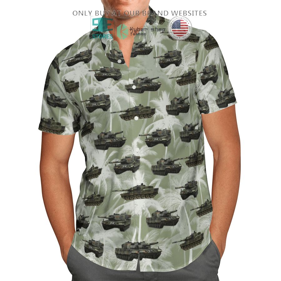 leopard 2 germany palm tree green hawaiian shirt shorts 1 24432