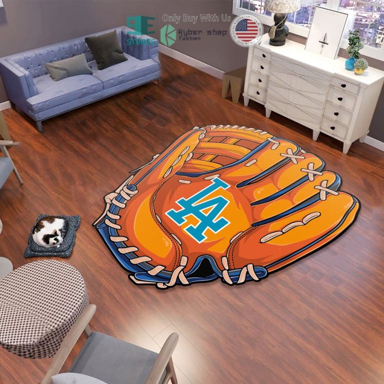 los angeles dodgers baseball glove orange shaped rug 1 77123