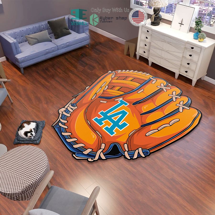 los angeles dodgers baseball glove orange shaped rug 1 77123