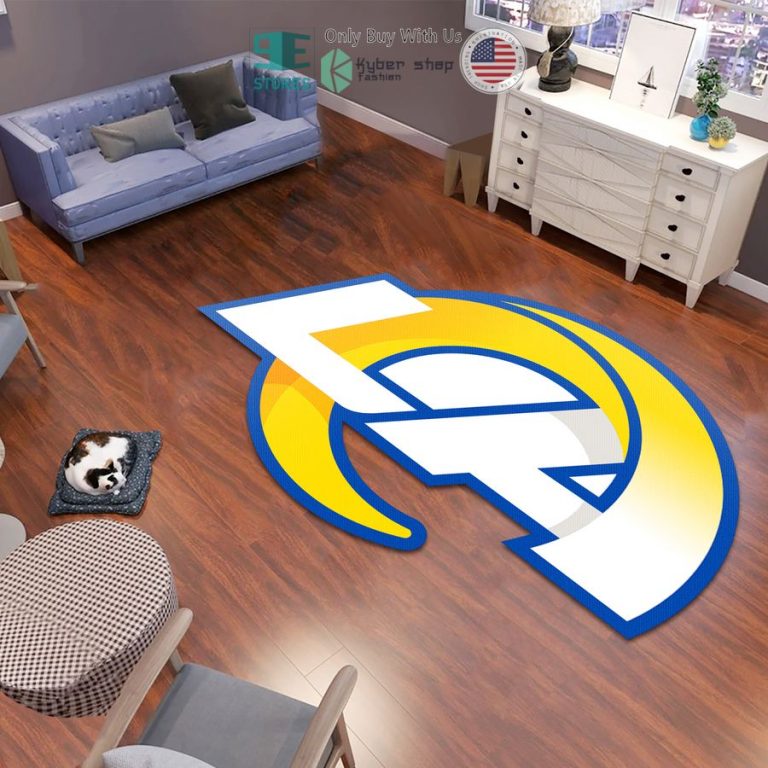 los angeles rams logo shaped rug 1 86179