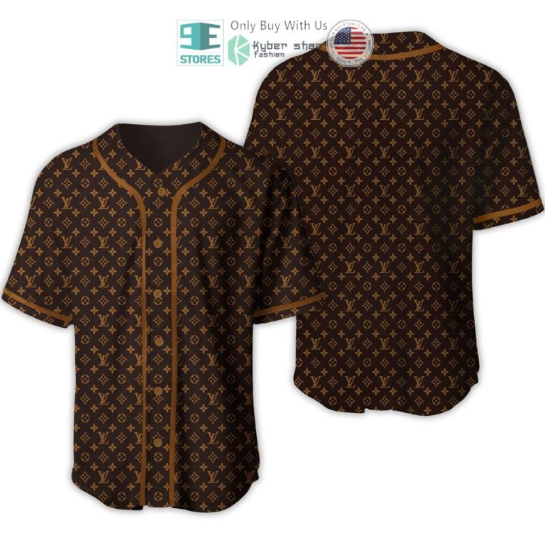 louis vuittion luxury brand brown pattern baseball jersey 1 15658