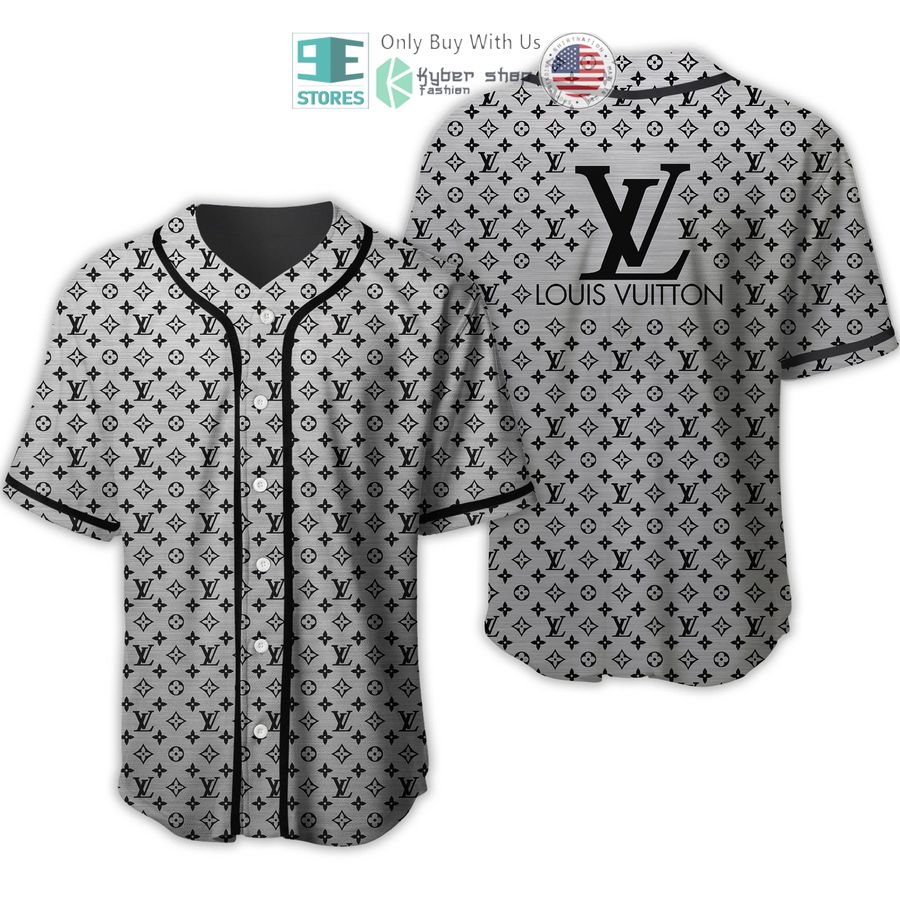 louis vuittion luxury brand grey pattern baseball jersey 1 44991