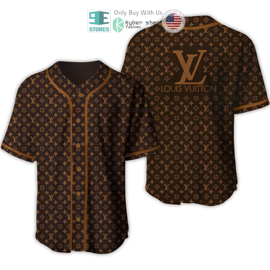 louis vuittion luxury brand lv logo brown pattern baseball jersey 1 7804