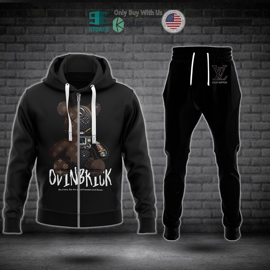 louis vuitton bearbrick black zip hoodie long pants 1 22767