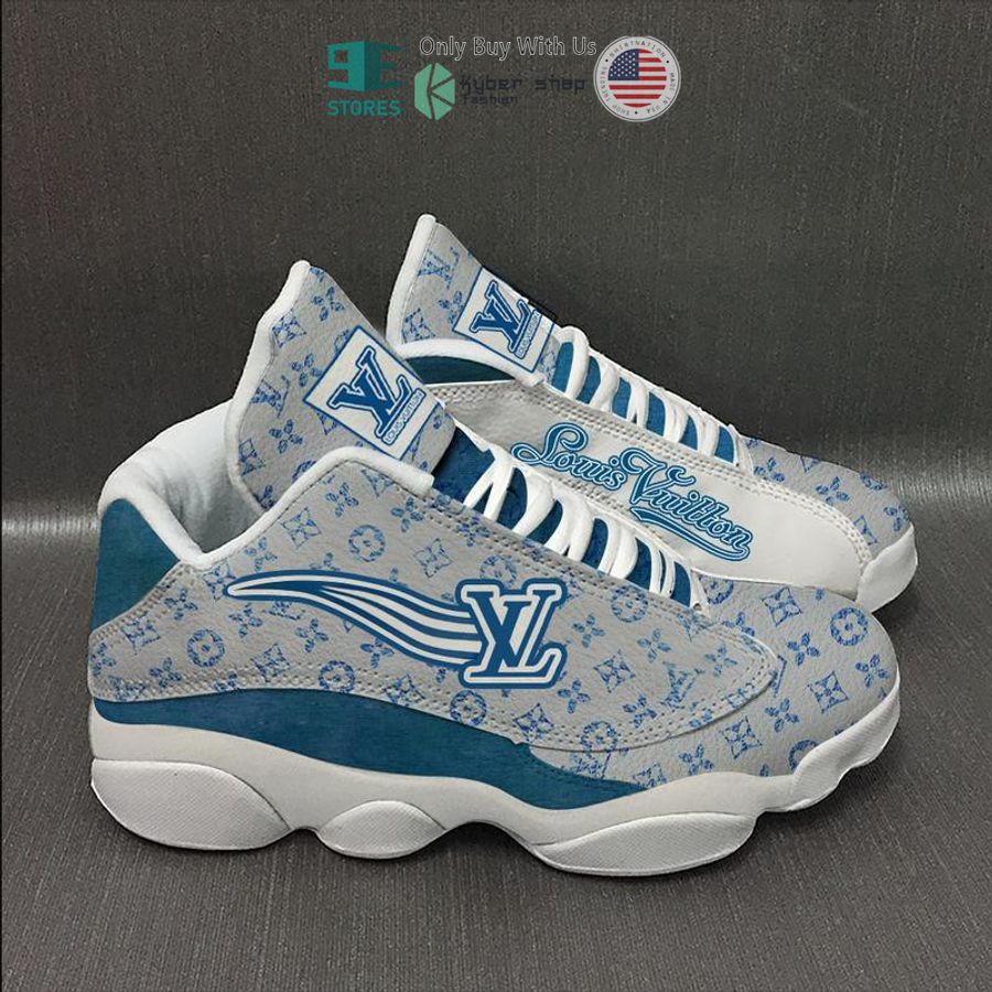 louis vuitton brand logo blue white pattern air jordan 13 shoes 1 10504