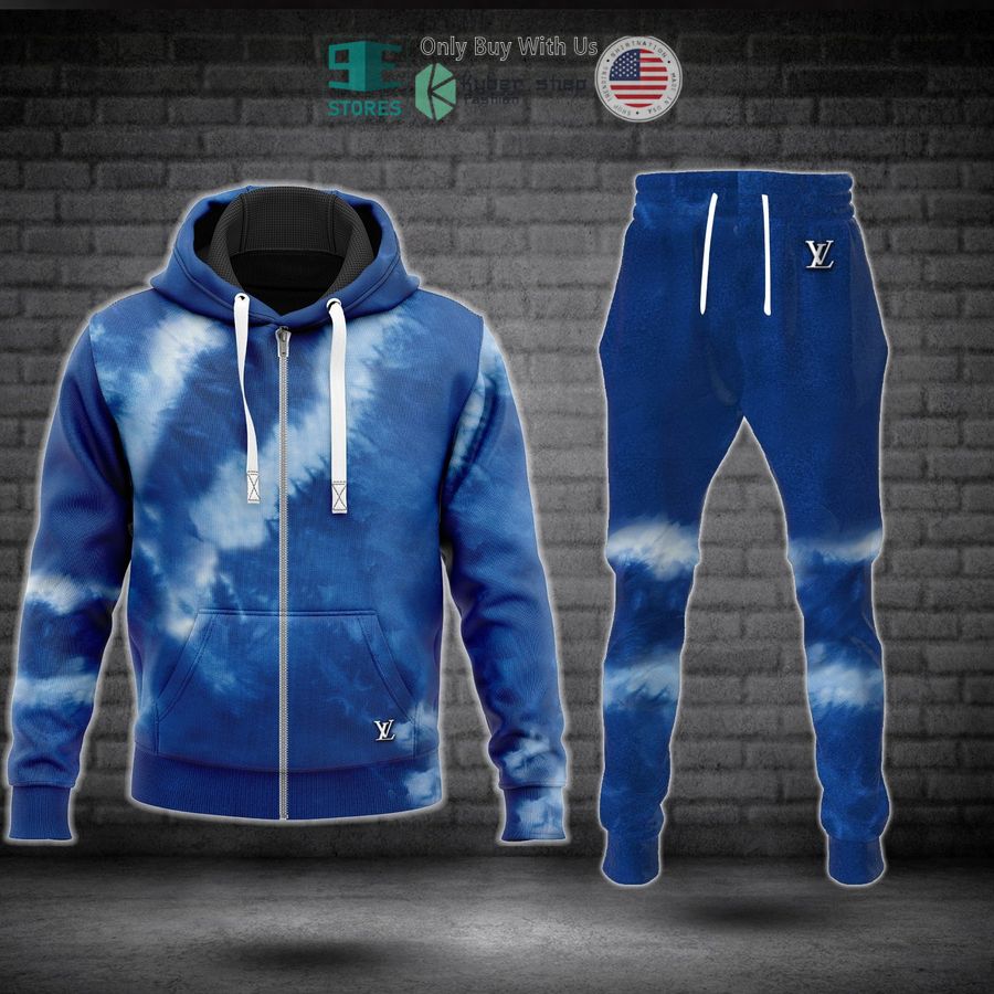 louis vuitton brand logo blue zip hoodie long pants 1 9198