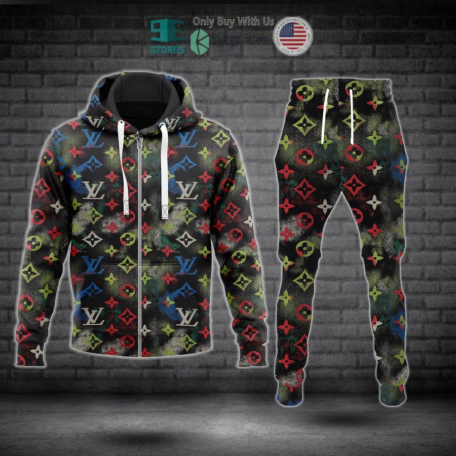 louis vuitton brand logo multicolor pattern zip hoodie long pants 1 99329