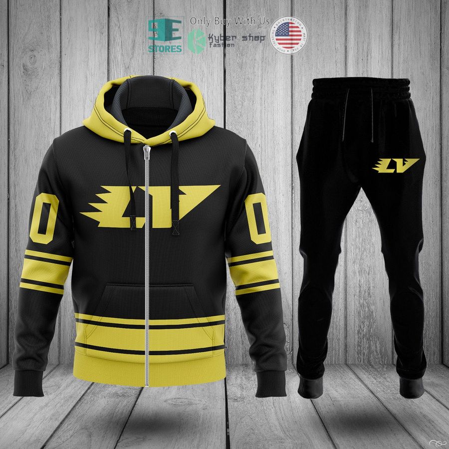 louis vuitton brand logo yellow black zip hoodie long pants 1 88661