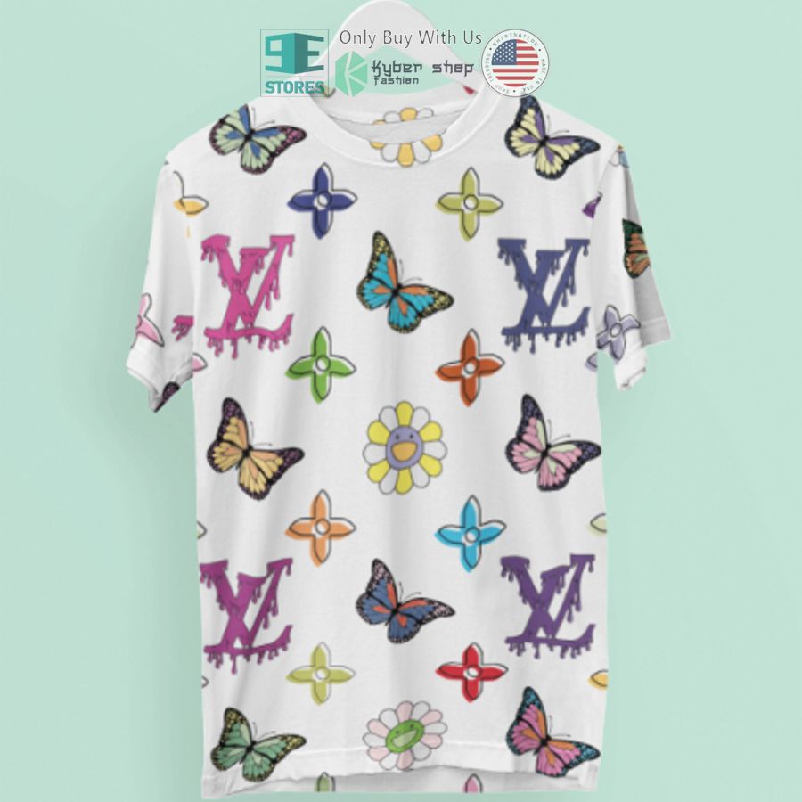 louis vuitton butterfly white 3d t shirt 1 45352