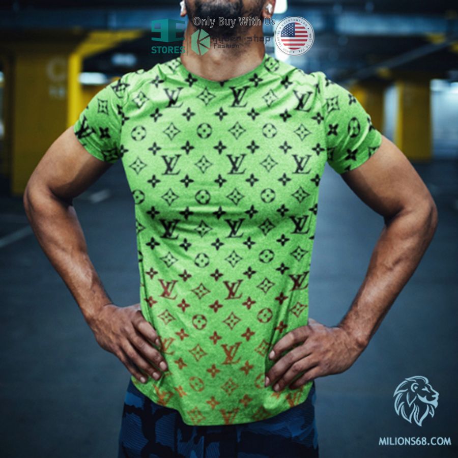 louis vuitton green pattern 3d t shirt 1 62448