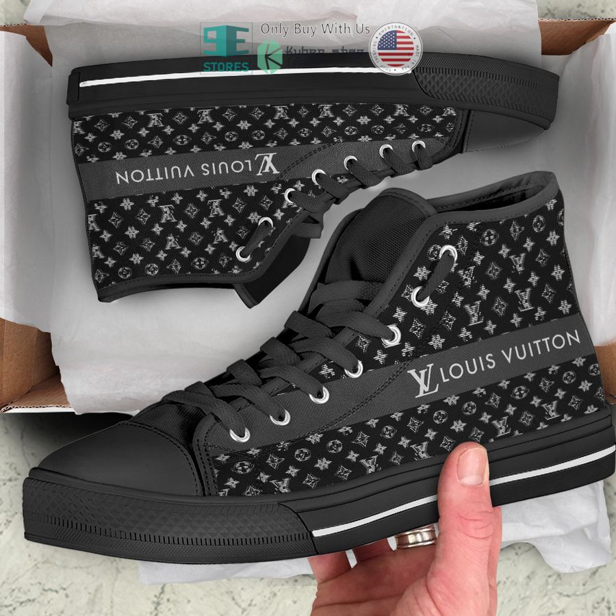 louis vuitton logo black canvas high top shoes 1 48126
