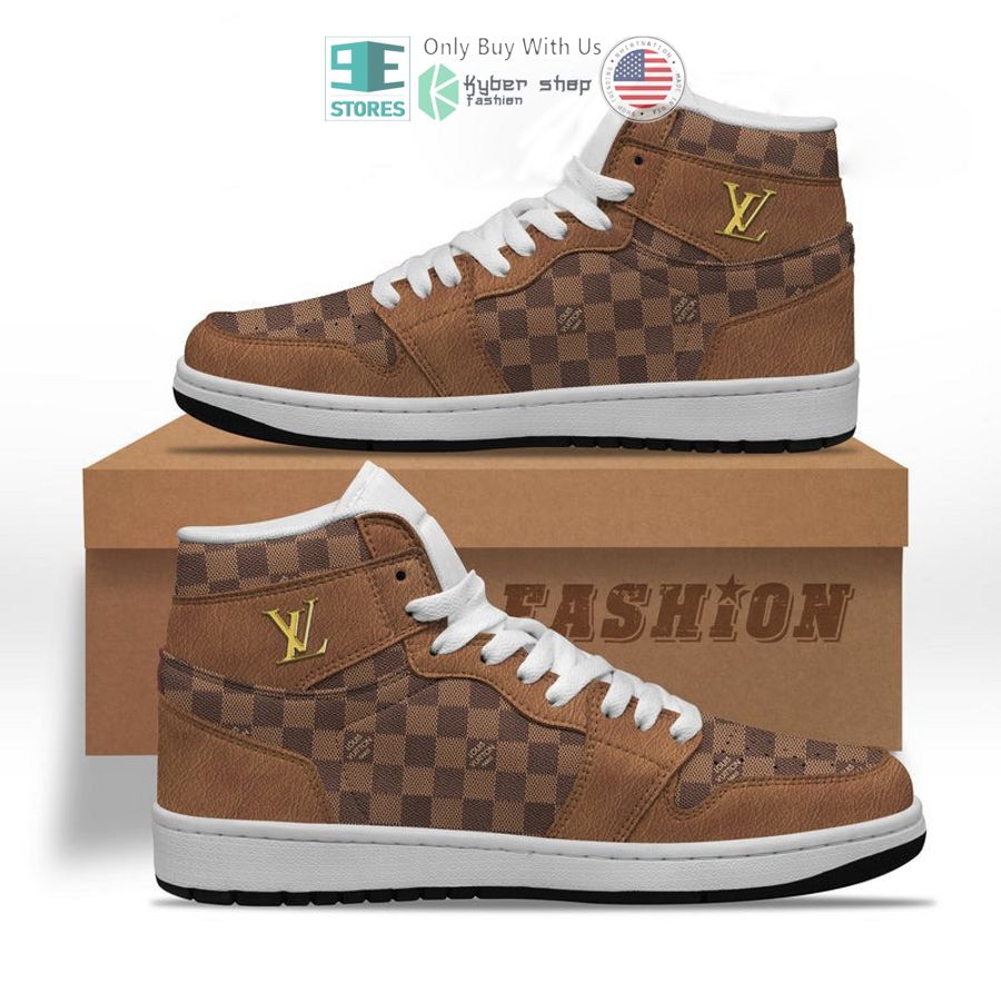 louis vuitton logo brown damier air jordan high top shoes 1 40673