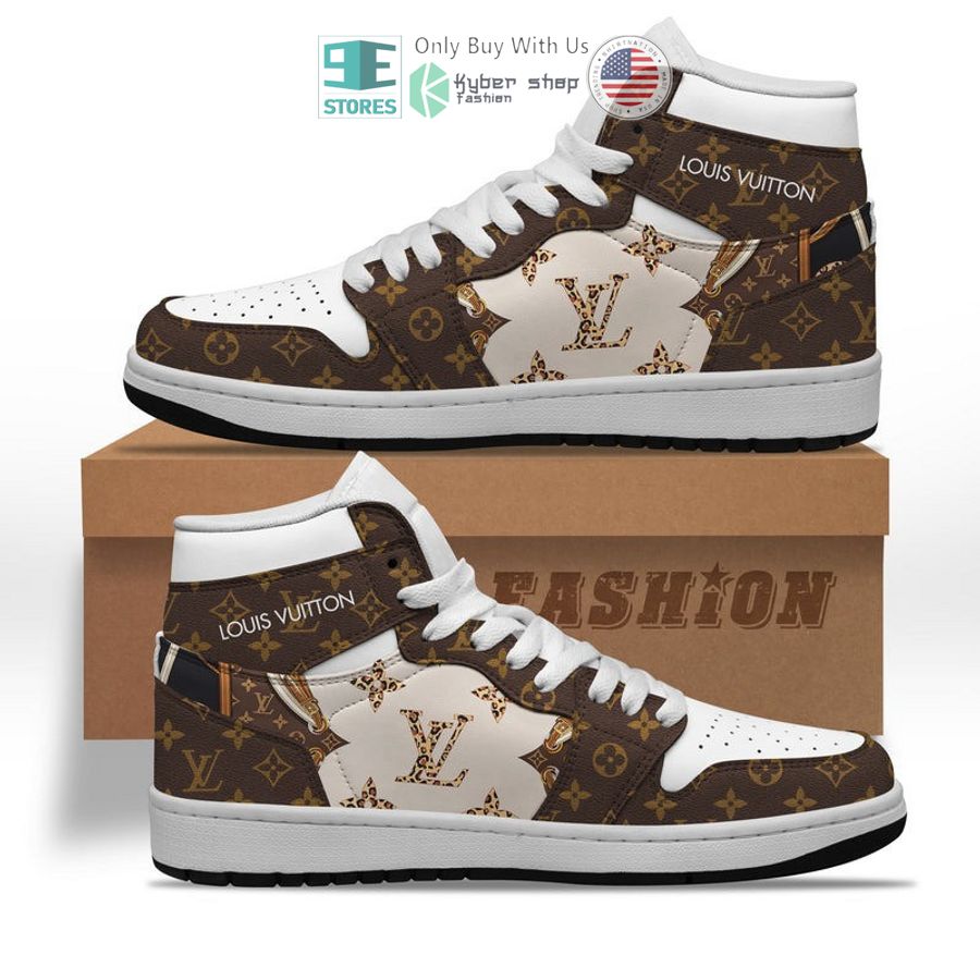 louis vuitton luxury brand brown air jordan high top shoes 1 49175