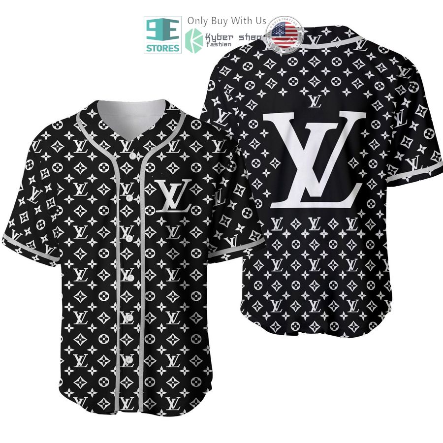 louis vuitton luxury brand logo black baseball jersey 1 90671